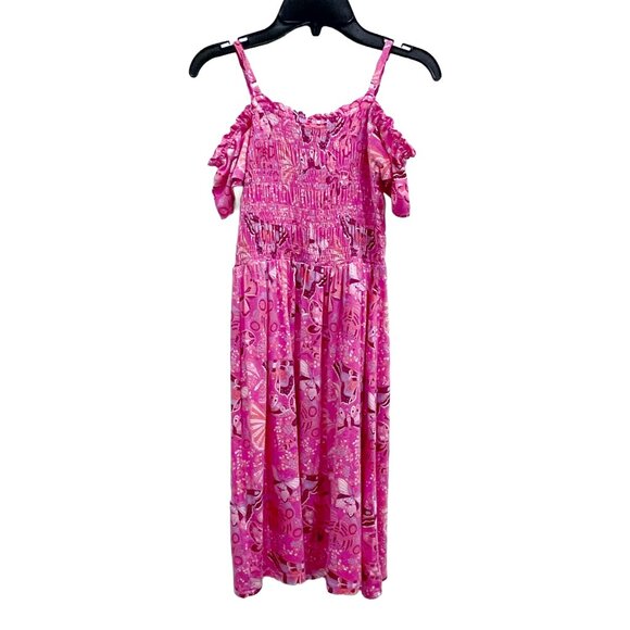 Short Sleeve Cold Shoulder Dress | Pink Butterfly Print | The Children's Place - Picture 6 of 10